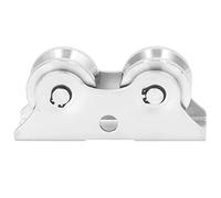 Groove Wheel VShaped with Bracket 45 Steel for Inverted Track Rolling Sliding Gate - 48mm Double Wheel, White Zinc Plated