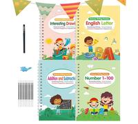 Groove Writing Notebooks, Practical Notebook with Magic Grooves, Reusable Set, 1 Exercise Book for Tracing Letters Age 3-8 Kindergarten