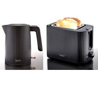 Grooved Design Cordless 3000W 1.5L Kettle & 2 Slice Toaster 930W Set Black Combo