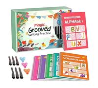 Grooved Drawing Copybook for Children with Pen Grips | Handwriting Practice Workbook for Preschool and Kindergarten Boys Girls