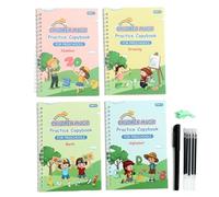 Grooved Handwriting Exercises for Children, Grooved Writing Books for Children, 4 x Exercise Copybook Handwriting Workbooks, Indent Handwriting Exercises with Accessories, Learning Set for