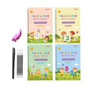 Grooved Handwriting Practice - Writing Workbook, Preschool Learning Activity Set, Letter Number Drawing Tracing Guide | Early Education Skill Development Tool For Kids Age 3 To 5 Home Study