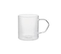 Grooved latte glass with a handle CHiATO, 320 ml - Transparent