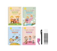 Grooved Practice Copybook 4 Pack with Pens, Reusable Children's Book For Kids Practice Copybooks,Handwriting