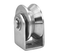 Grooved Wheel Pulley Block Pulley Wheel Stainless Duplex Bearing Silent Detachable Heavy Duty Traction Wheel for Material Handling and Moving Lifting Loading 1760lb/800 Kg(81mm V type)
