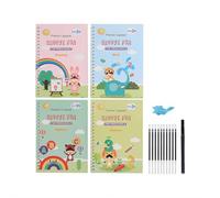 Grooved Writing Books For Kids 3-5, 4-in-1 Magic Grooved Writing Practice Set, Tracing Books Suitable for Kids Ages 3-5 (B)