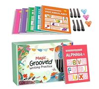 Grooved Writing Practice Book, Reusable Tracing Learning Pages Set, Silicone Pen Grip Training Workbook, Early Handwriting Skill Guide, Preschool Alphabet Practice Kit, Home Education for Kids