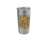 Groovy 60s Style Boho Floral Happy Romance Love You Mostest Stainless Steel Insulated Tumbler