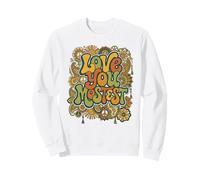Groovy 60s Style Boho Floral Happy Romance Love You Mostest Sweatshirt