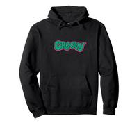 Groovy 70S Wavy Typography Pullover Hoodie