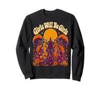 Groovy 70s Witch Coven Circle Halloween Design Sweatshirt