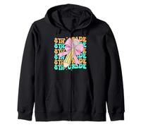 Groovy 8th Grade Back To School First Day of Eighth Grade Zip Hoodie