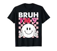 Groovy 9th Birthday Girls Boys Kids 9 Years Old Bruh I'm 9 T-Shirt
