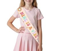 Groovy 9th Birthday Sash Groovy 9th Birthday Favor Nine is A Vibe Party Decorations Daisy Rainbow Hippie Ninth Bday Party Favor Retro Flower Daisy 9 Years Old Girl Bday Supplies