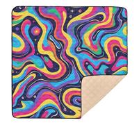 Groovy Abstract Dye Baby Play Mat for Floor, 127x127 CM Playpen Mat,Thicken Soft Non-Slip Tummy Time Mat for Toddlers and Infants