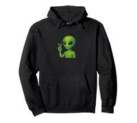 Groovy Alien Giving Peace Sign Retro Cosmic Vibes Pullover Hoodie