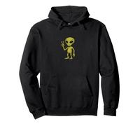 Groovy Alien Giving Peace Sign Retro Cosmic Vibes Pullover Hoodie