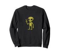 Groovy Alien Giving Peace Sign Retro Cosmic Vibes Sweatshirt