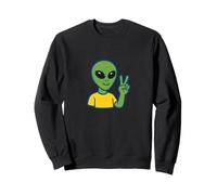 Groovy Alien Giving Peace Sign Retro Cosmic Vibes Sweatshirt