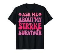 Groovy Ask Me About My Stroke Survivor Red Ribbon Warrior T-Shirt
