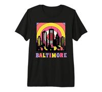 Groovy Baltimore Skyline Vintage Retro City Vibes 70s Hippie Premium T-Shirt