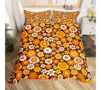 Groovy Boho Floral Power Bedding Set King For Teen Girls Women 60S 70S Retro Hippie Floral Comforter Cover Vintage Colorful Groovy Flowers Power Duvet Cover Bohemian Bed Set 2 Pillow Cases