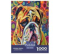 Groovy Bulldog Jigsaw Puzzles Puzzle for Adults Kids. 1000 Piece Whimsical Challenge Toy Educational Game Home Decoration for Educational Games Gifts 70x50cm/1000pcs