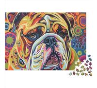 Groovy Bulldog Jigsaw Puzzles Puzzles for Adults Kids. 1000 Piece Impossible Challenge Toy Educational Game Home Decoration for Adults& Kids Age 14 Years Up 1000pcs (75x50cm)