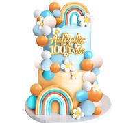 Groovy Cake Toppers Boho Cake Decorations with Flower Rainbow Balls for Girl Birthday Party Hippie Boho Groovy Party Supplies