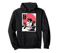 Groovy Cat Ramen Japanese Retro 80s 70s Cool Anime Cat Pullover Hoodie