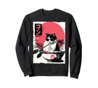 Groovy Cat Ramen Japanese Retro 80s 70s Cool Anime Cat Sweatshirt