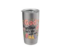 Groovy Christian Quote God is Within Her She Will Not Fall Stainless Steel Insulated Tumbler