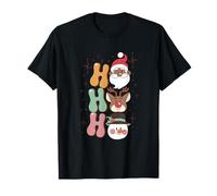 Groovy Christmas Black Claus African Santa Reindeers Snowman T-Shirt