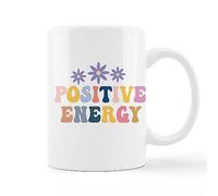 Groovy Colorful Positive Energy Floral Ceramic Mug-11oz Coffee Milk Tea Mug Cup with Handle,Positive Gifts for Women Teen Girls Teens
