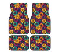 Groovy Daisy Flowers 2 Pattern Waterproof Universal Fit Car Floor Mats Front and Rear Car Mats Fit for Automotive SUV Trucks Sedans Vans Set of 4