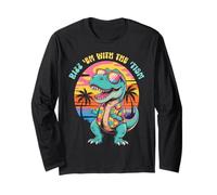 Groovy Dino Autism Saurus T REX Autism Dad Mom Motivational Long Sleeve T-Shirt