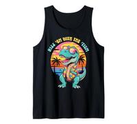 Groovy Dino Autism Saurus T REX Autism Dad Mom Motivational Tank Top