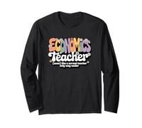 Groovy Economics Teacher Money Finance Back to School Long Sleeve T-Shirt