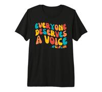Groovy Everyone Deserves A Voice Speech Therapy Retro SLP Premium T-Shirt
