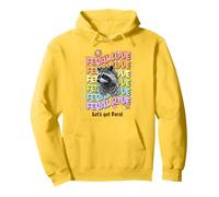 Groovy Feral Love Raccoon Hippie BOHO Mod design Pullover Hoodie