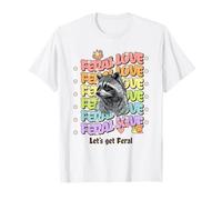 Groovy Feral Love Raccoon Hippie BOHO Mod design T-Shirt