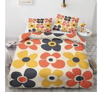 Groovy Floral Bedding Single Duvet Cover Set Retro 60s 70s Flower, 2 Piece for Bedroom Deocr, Soft Microfiber Reversible Bed Quilt Covers, 1 Pillow Case, Zip Fastening