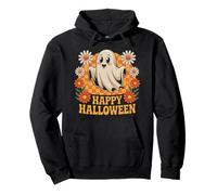 Groovy Floral Cute Ghost Spooky Funny Halloween Flowers Girl Pullover Hoodie