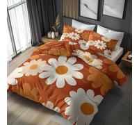 Groovy Floral King Duvet Cover Set 3 Piece with 2 Pillowcases, Boho 60s 70s Retro flower Patterned Bedroom Decor Bedding, Soft Microfibre Quilt Cover with Zip SL#4