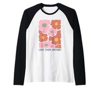Groovy Floral Love Them Anyway Retro Aesthetic Raglan Baseball Tee