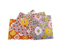 Groovy Florals 5Pcs Fat Quarter Bundle 18"x22" (45cmx56cm) Wide 100% Cotton Craft Fabric Material for Children's Quilting Projects, Patchwork, Craft Bags