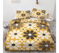 Groovy Flower Bedding Single - 60s 70s Retro Hippie Floral Reversible Patterned Duvet Cover with Zipper Closure, Easy Care Soft Brushed Microfiber Quilt Cover Set 2 pcs with 1 Pillowcase 50x75 cm