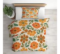 Groovy Flower Duvet Cover Super King Size 3 Piece with 2 Pillowcases, Hippie Retro Floral Patterned Bedroom Decor Bedding, Soft Microfibre Quilt Cover with Zip JS-745