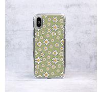 Groovy Flowers 70'S Pattern Plastic Phone Case/Cover Compatible with iPhone 13 Mini Sage Green Daisies