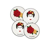 Groovy Frida Kahlo Minimalist Round Placemat and Coaster Set (4+4)